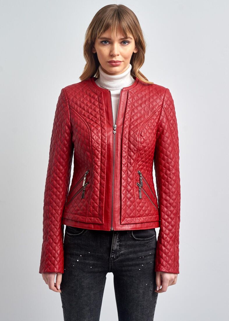 AMELIE QUILTED SLIM FIT LEATHER COAT - 4