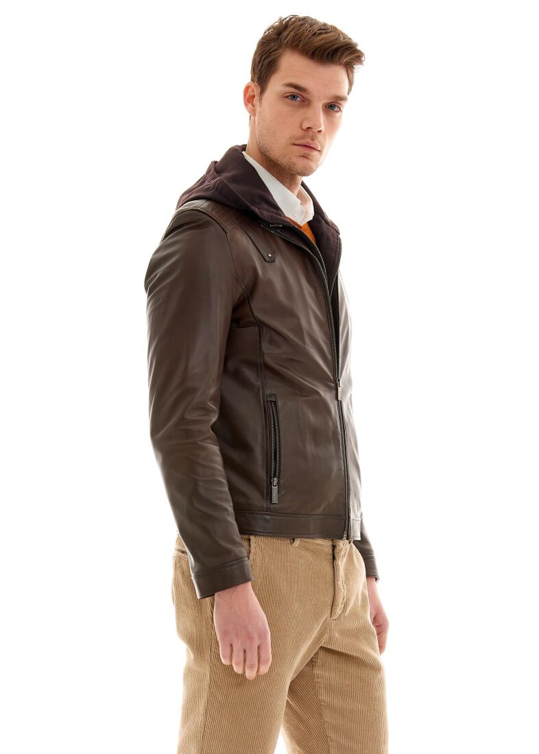 LEO HOODED GENUINE LEATHER JACKET - 2