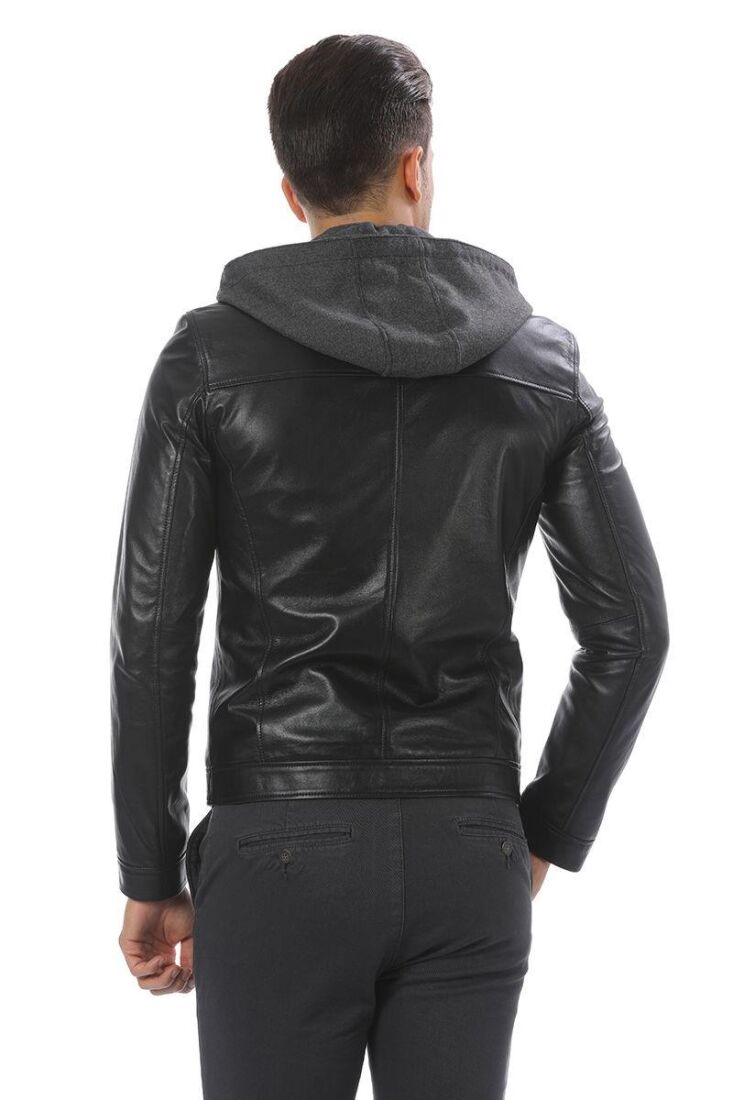 LEO HOODED GENUINE LEATHER JACKET - 7