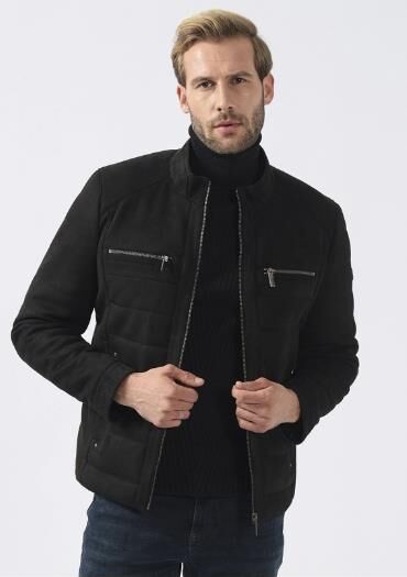 OLIVIER MODERN LEATHER COAT, STAND COLLAR, POCKETS DETAILED MEN'S FAUX LEATHER JACKET - 15