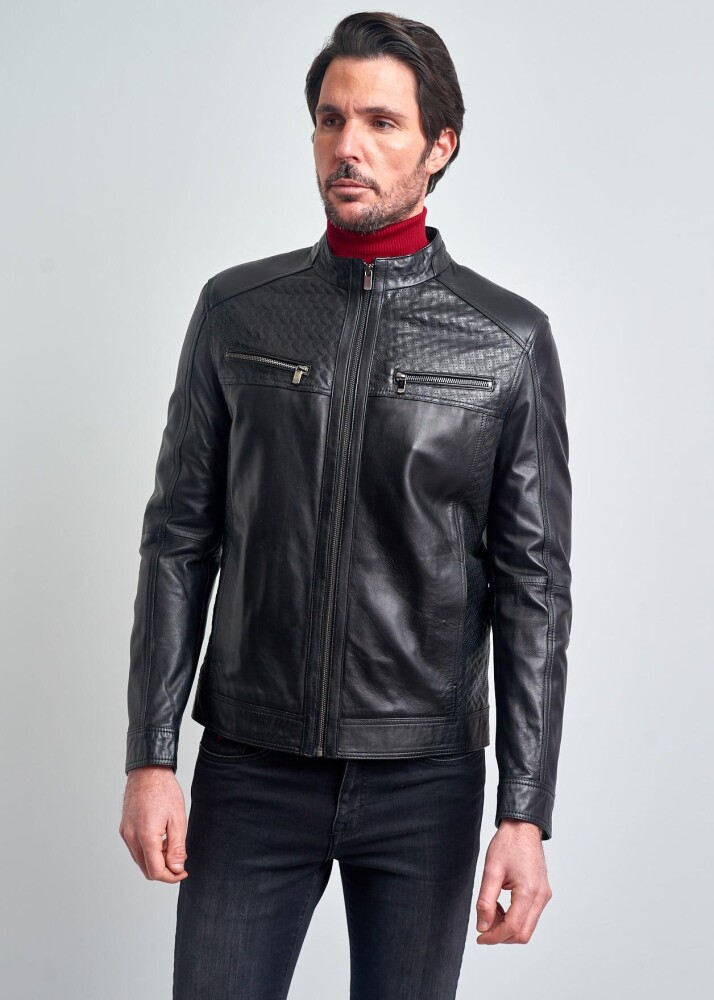 RENAUD BIKER GENUINE LEATHER JACKET - 3