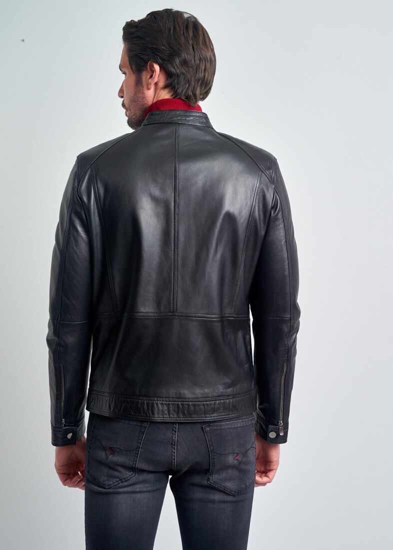 RENAUD BIKER GENUINE LEATHER JACKET - 9