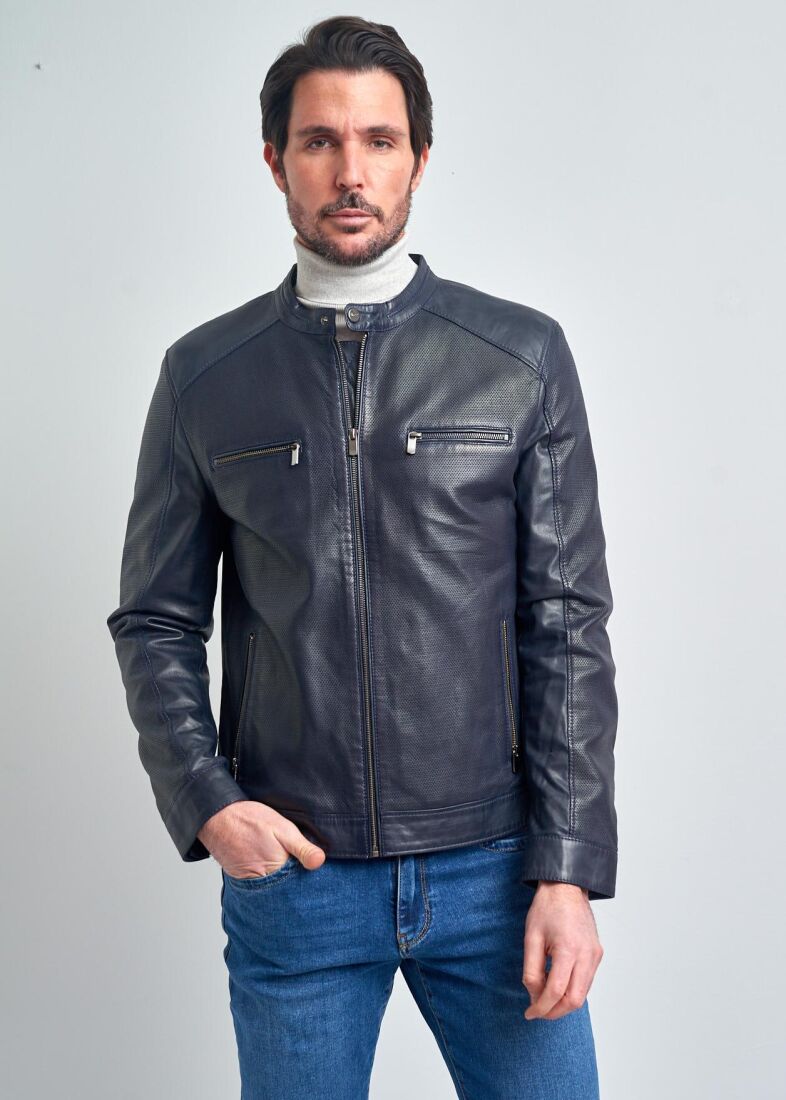 THEODORE SLIM CUT BIKER GENUINE LEATHER JACKET - 1