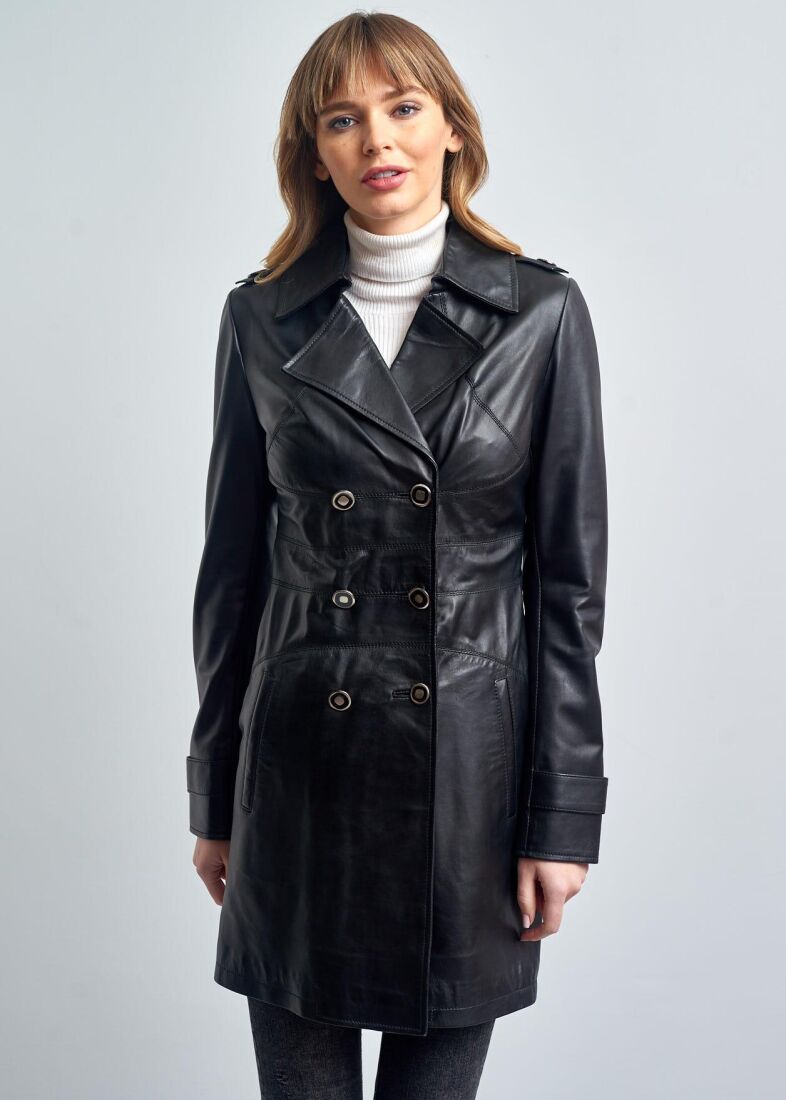 WOMEN'S LEATHER TRENCH COAT - 2