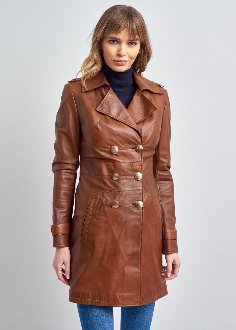 WOMEN'S LEATHER TRENCH COAT - 6