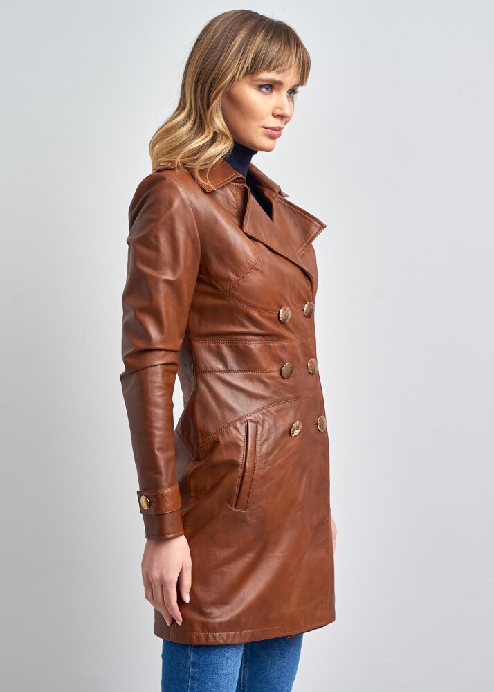 WOMEN'S LEATHER TRENCH COAT - 8