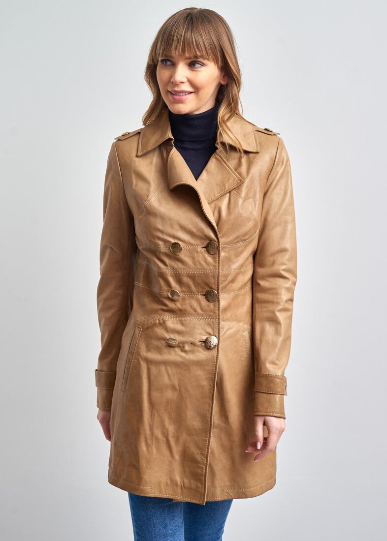 WOMEN'S LEATHER TRENCH COAT - 9