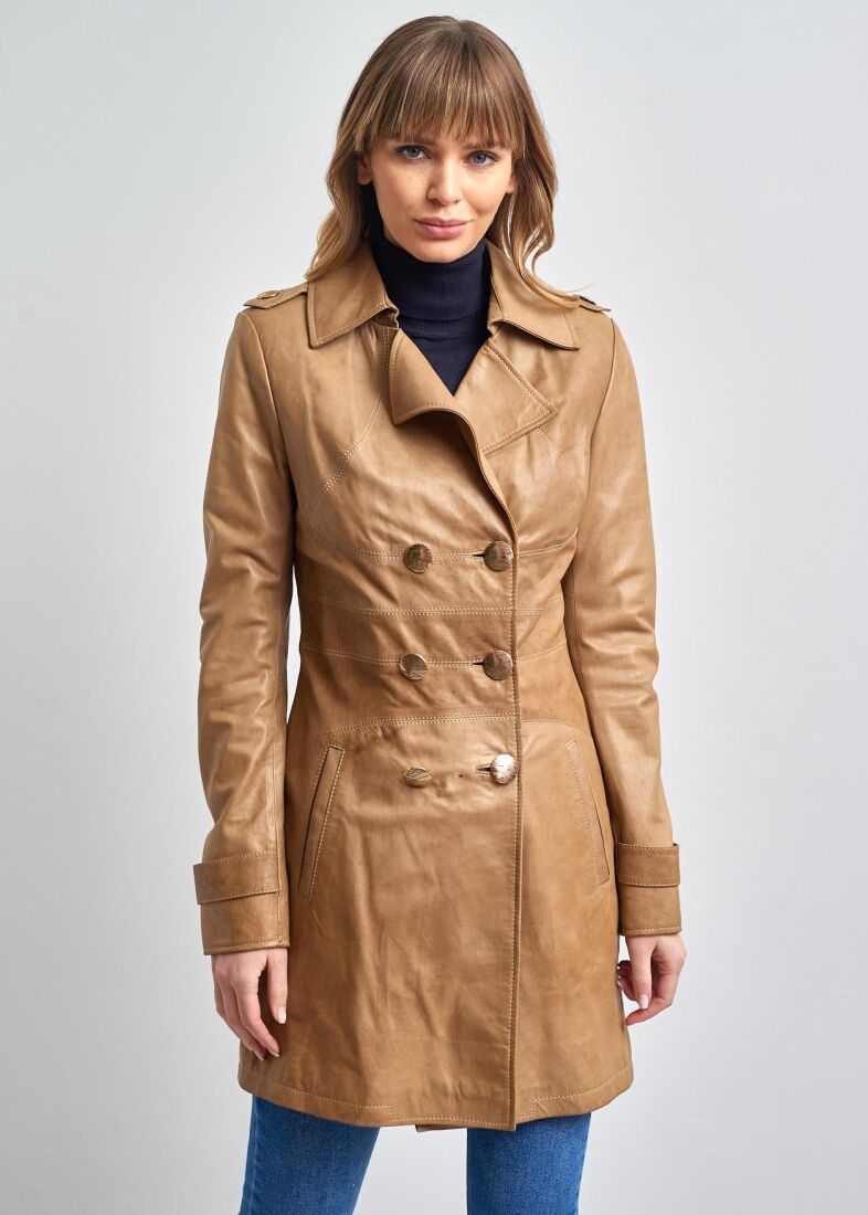 WOMEN'S LEATHER TRENCH COAT - 12