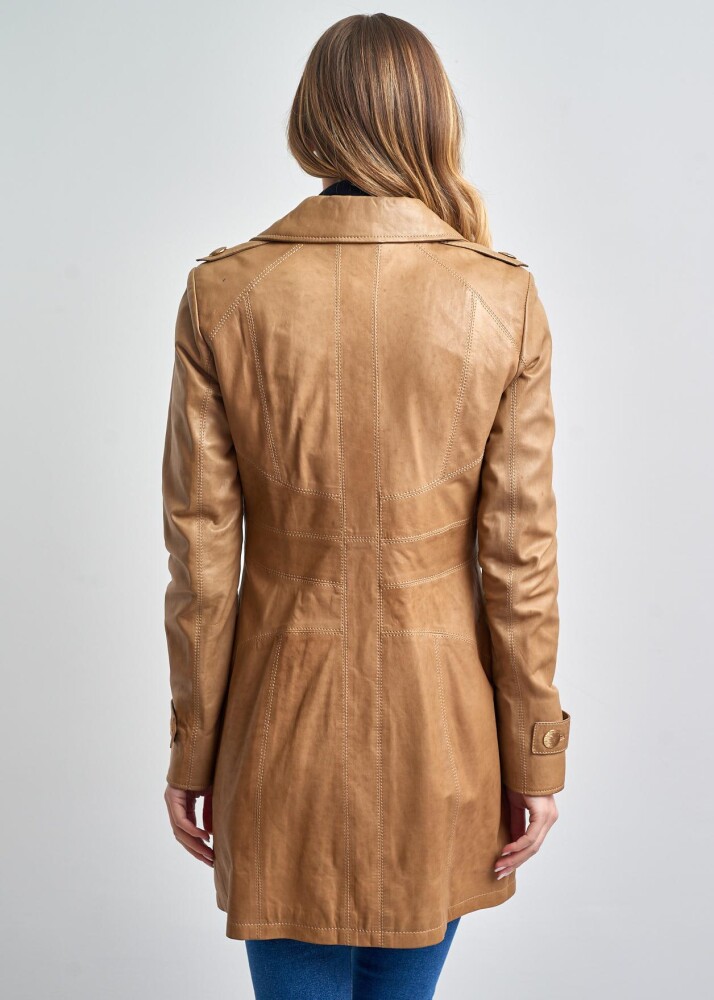 WOMEN'S LEATHER TRENCH COAT - 16